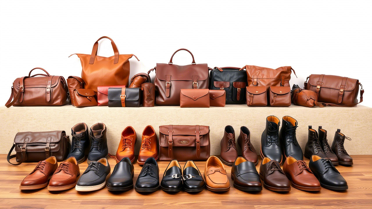 Leather bags and shoes