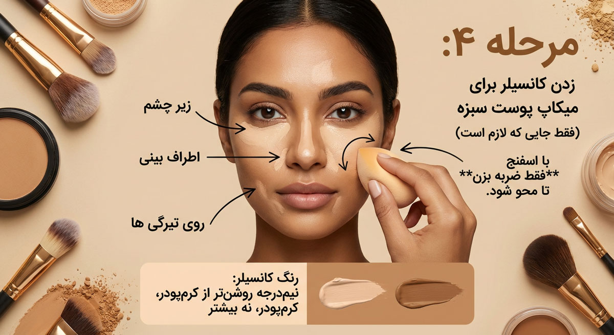 آموزش میکاپ برای پوست سبزه 43 زدن کانسیلر برای میکاپ پوست سبزه