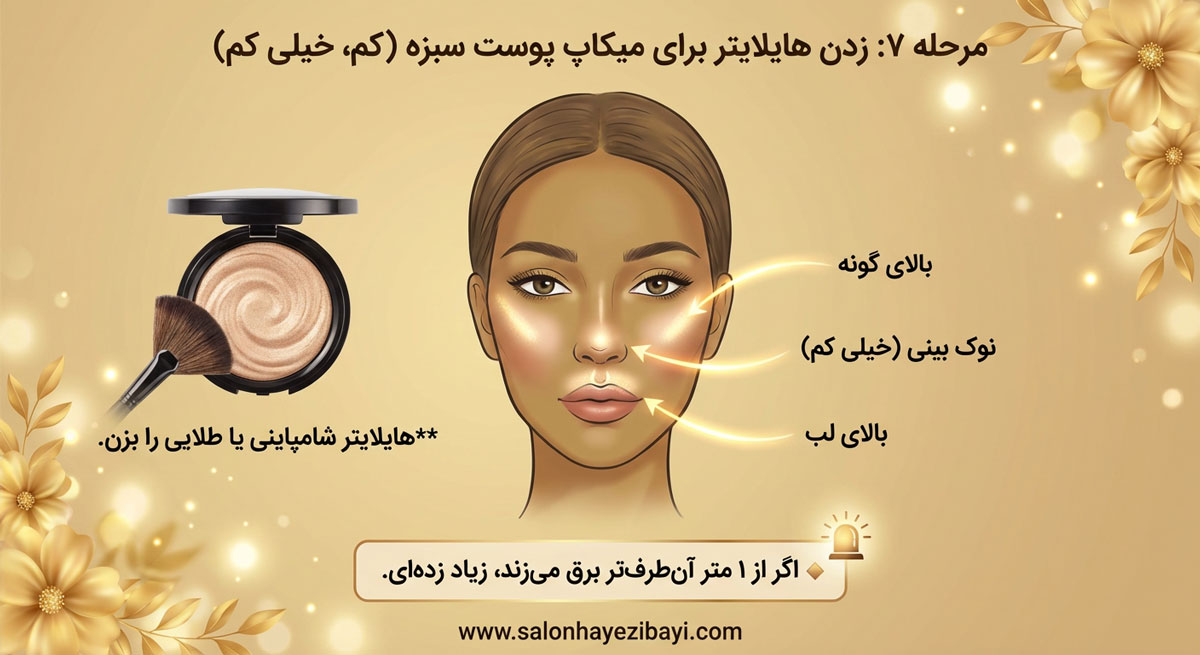 آموزش میکاپ برای پوست سبزه 46 زدن هایلایتر برای میکاپ پوست سبزه